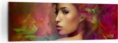 Produktbild von Bild auf Leinwand - Leinwandbild - frau gesicht - 160x50cm - Wand Bild - Wanddeko - Wandbilder - Leinwanddruck - Bilder - Kunstdruck - Wanddekoration - Leinwand bilder - Wandkunst - AB160x50-3735