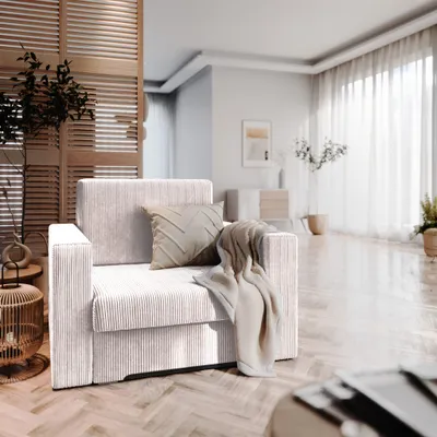 Productafbeelding van Slaapstoel, fauteuil MALIA, stof Poso, gebroken wit