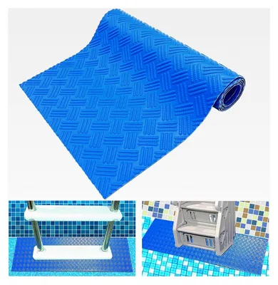 Produktbild von Schwimmleitermatte 23 × 90 cm für Poolleiter - Rutschfeste PVC Matte zum Schutz von Poolfolie und Treppen