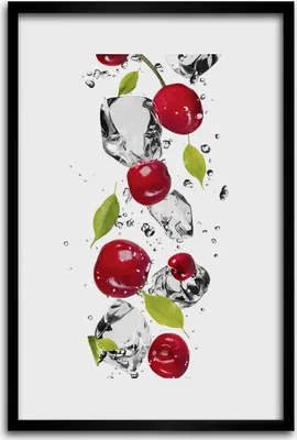 Produktbild von Bild - Bilderrahmen - 40 cm x 60 cm - MDF - Rahmen - Wandkunst - Kirschen und Wasser