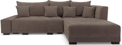 Produktbild von LaMasia Universal-Ecksofa Links und Rechts 3-Sitzer L-Ecksofa mit Schlaffunktion, Bettzeugablage, Braun