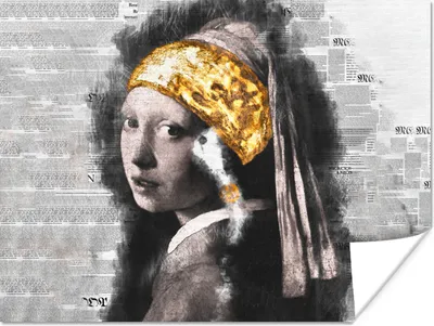 Produktbild von MuchoWow® Poster Das Mädchen mit dem Perlenohrring - Vermeer - Collage 120x90 cm - Wandbild