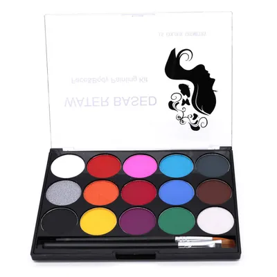 Produktbild von Body Painting Face Paint Kit, 15 Farben ungiftige professionelle Palette mit Pinsel fš¹r Kinder waschbar fš¹r Kunstausstellung Halloween Party Colsplay Makeup Body Festliche Gesichtsfarbe Kinder