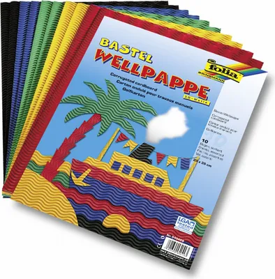 Produktbild von Folia 3D-Wellpappe in 5 Farben, 25 x 35 cm, mehrfarbig, 10-teilig (1 Set)