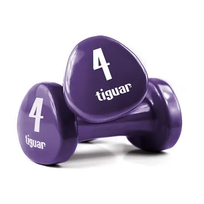 Obrázek produktu pro tiguar vinylové činky 4 kg pár, tmavě fialové, ergonomické, protiskluzové, odolné