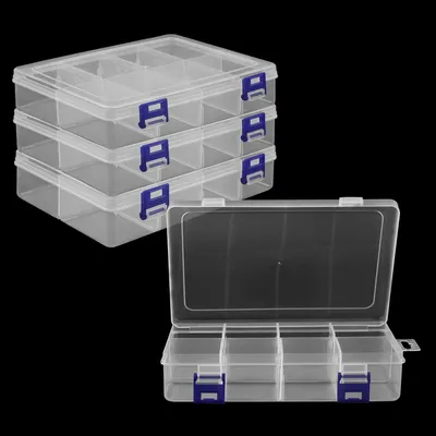 Immagine prodotto di TRANKIELO® - 4 contenitori trasparenti in plastica – 8 scomparti – 19,5 x 13 x 4,5 cm – Organizzatori per gioielli