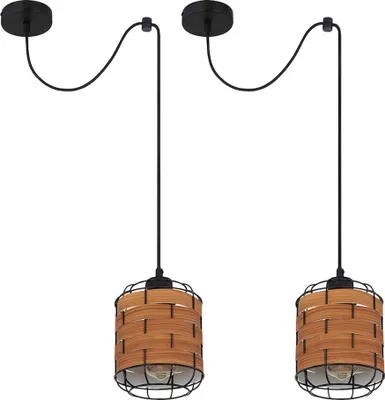 Produktbild von 2er Set Hängelampe, Holzoptik, höhenverstellbar, H 200 cm