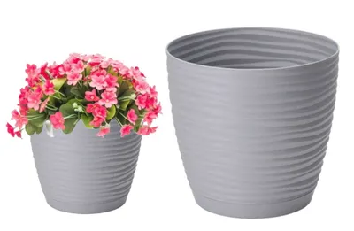 Zdjęcie produktu dla Plastikowa doniczka z szarą podstawą 19x17.3cm
