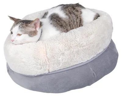 Image de 8 lits douillets 46x24cm pour chats & petits chiens ronds gris Lit pour animaux domestiques