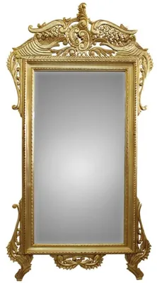 Zdjęcie produktu dla Lustro ścienne Casa Padrino w stylu barokowym, złote, wykonane z litego drewna, wymiary: 110 x 210 cm