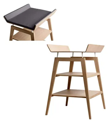 Produktbild von Linea Wickeltisch Eiche mit Schaumauflage und Bezug in Farbe cool grey