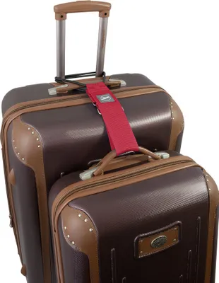 Produktbild von Trageschlaufe für Koffer und Taschen – Kofferhalter aus reißfestem Nylon – verstellbar 30–48 cm – Gepäckbefestigung für Trolley Farbe Rot