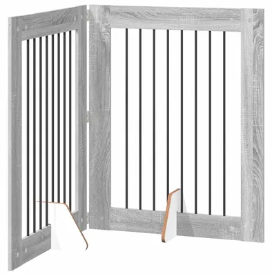 Immagine prodotto di vidaXL Porta pieghevole per cani con supporti, 2 pezzi, colore grigio Sonoma, 160,5 cm