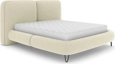 Produktbild von Polsterbett Verona mit Bettkasten und Füßen ohne Matratze 160x200 creme - Stoff boucle Lambi 01