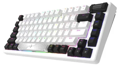 Zdjęcie produktu dla Kompaktowa, mechaniczna klawiatura gamingowa 75% z podświetleniem RGB, w kolorach biało-czarnych