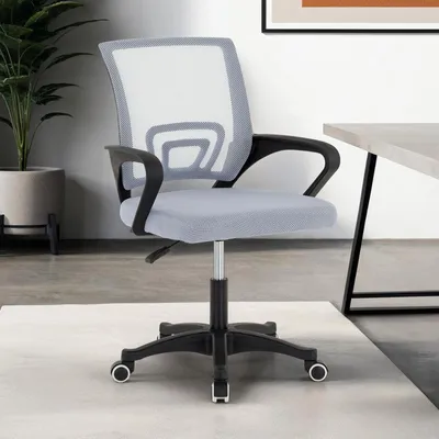 Produktbild von Bürodrehstuhl PHOENIX höhenverstellbar, Grau – Schreibtischstuhl mit Mesh-Rückenlehne und Sitzfläche, ergonomisch geformt, modernes Design mit Armlehnen und 5 Rollen für das Home Office