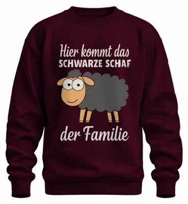 Produktbild von Hier kommt das schwarze Schaf der Familie lustiger Statement Sweatshirt Pullover, Burgundy, L