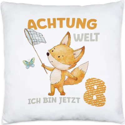 Produktbild von Achtung Welt Ich Bin Jetzt Acht Kissen 8. Geburtstag 8 Jahre  Geburtstagskind Herzlichen Glückwunsch Feiern
