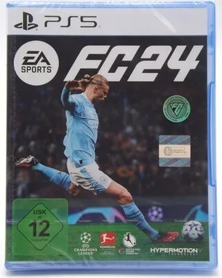 The image shows the front cover of the EA Sports FC 24 video game for PlayStation 5.