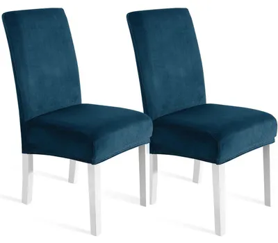 Immagine prodotto di Copri sedie in velluto, set da 2, universali, elasticizzati, lavabili, color turchese
