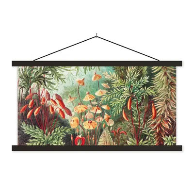 Produktbild von MuchoWow® Textilposter Blumen - Kunst - Vintage - Natur - Botanisch 150x75 cm mit schwarzem Rahmen - Posterleiste