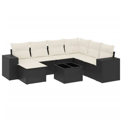 Produktbild von Modulares Garten-Loungeset, 8-teilig, mit Stauraum, wasserabweisendem Beutel, Poly Rattan, Hartglas, abnehmbare Kissen, Schwarz