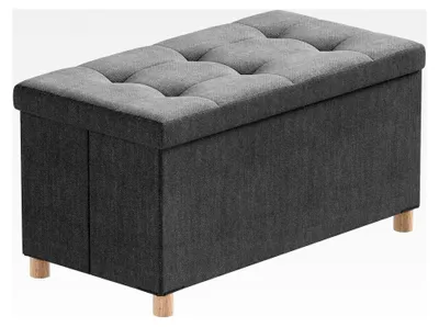 Produktbild von Sitzbank mit Stauraum, Faltbare Sitztruhe und Hocker, Grau, 76 x 38 x 38 cm