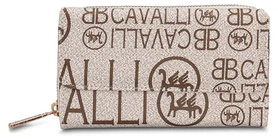 Obrázok produktu pre B Cavalli Dámska peňaženka na zips, čierna, vzor Monogram, 16x9 cm
