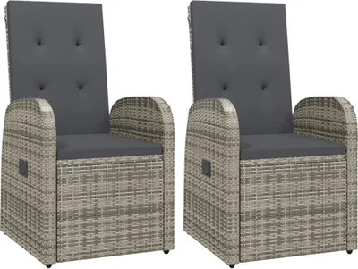 Produktbild von Garten-Liegestühle 2 Stk. mit Auflagen Poly Rattan Grau