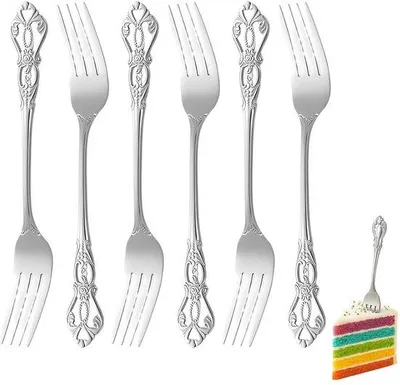 Obrázok produktu pre Sada 6 dezertných vidličiek Unyqoos® z kvalitnej nehrdzavejúcej oceli, dĺžka 16,8 cm – elegantné vidličky vhodné na dezerty a šaláty, vhodné do umývačky riadu