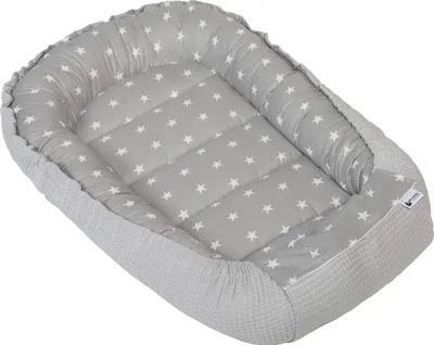 Image de Nid d'ange, lit de voyage, 100x60x15, étoiles avec gaufrette grise