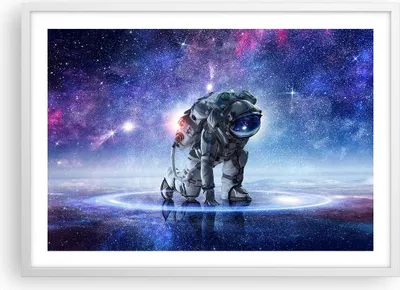 Produktbild von Gerahmtes Poster - Weißer Rahmen - Kosmonaut Weltraum - 70x50 cm - Wand Bild - Wanddeko - Wandbilder - Kunstposter - Wandposter - Bilderrahmen - Bilder - Kunstdruck - Wandbild - P2WAA70x50-3985