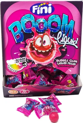 Obrázek produktu pro Fini Boom Lipuid Gum Strawberry Jahodová žvýkačka 200 kusů displej