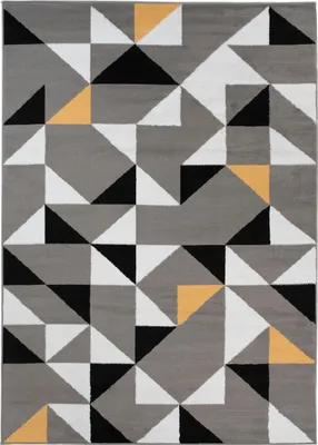 Produktbild von Tapiso Teppich MAYA Modern Schwarz Grau Gelb Schlafzimmer 160 x 230 cm