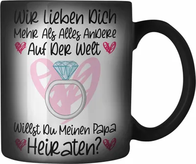 Produktbild von Trendation - Heiratsantrag Ideen Überraschung Mann Frau Heiratsantragsgeschenk Gechenke Farbwechsel Zauber-Tasse Verlobung Heiraten Kinder Lustig (Schwarz)