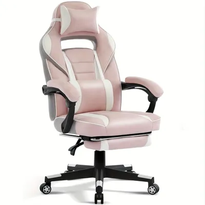 Produktbild von Ergonomischer Gaming-Stuhl mit Massagefunktion, Lendenwirbelstütze und Fußstütze – Verstellbarer Computerstuhl