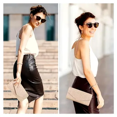 Produktbild von Damen Clutch mit Pailletten, Handtasche für Abendveranstaltungen, abnehmbare Kette, Glitzer-Clutch für Hochzeiten und Partys