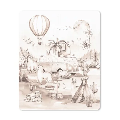 Produktbild von MuchoWow® Mauspad Mousepad Alpaka - Heißluftballon - Kinder - Mädchen - Jungen 30x40 cm - Mousepads - Maus Mat - Pad - Mausunterlage - Mausmatten