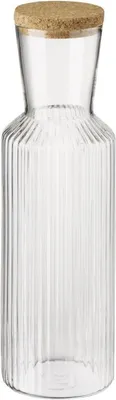 Produktbild von APS 10726 Glaskaraffe LINES, 1 Liter, Ø 9 m, Höhe 27,5 cm, Deckel aus Kork