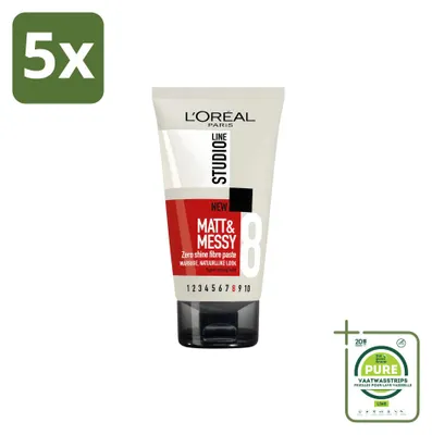 Produktbild von 5 x L'Oréal Paris Studio Line Matt & Messy Fibre Paste - 150 ml - Großpackung - 5 Stücke