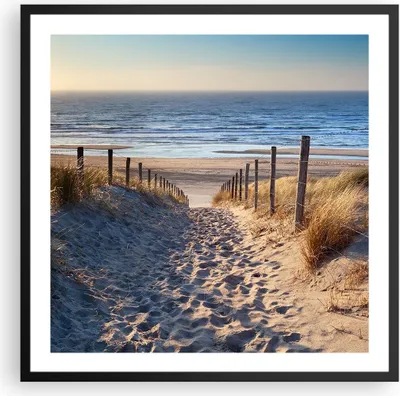 Produktbild von Gerahmtes Poster - Schwarzer Rahmen - Meer Strand Düne - 60x60 cm - Wand Bild - Wanddeko - Wandbilder - Kunstposter - Wandposter - Bilderrahmen - Bilder - Kunstdruck - Wandbild - P2BAC60x60-3612