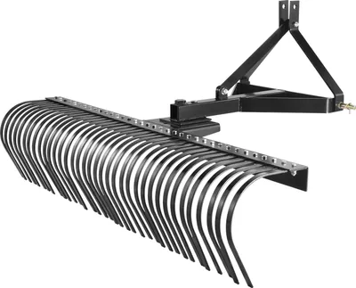 Produktbild von SucceBuy 72" Schlepp-Vertikutierer, 36 Zinken aus Stahl, 3-Punkt-Rasenrechen für Traktor, Landschaftsrechen für Garten und Bauernhof, sammelt Gras, Blätter und Abfall