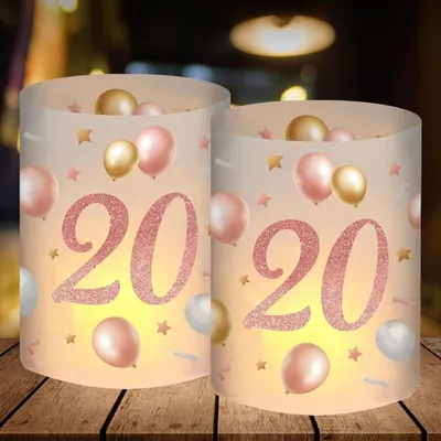 Productafbeelding van Windlicht, tafeldecoratie, 12e verjaardag, vrouw, rosé goud, decoratie, 20e verjaardag