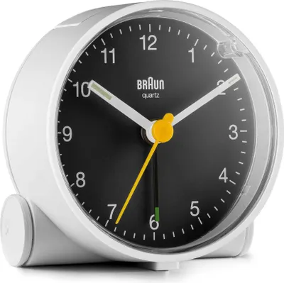 Obrázek produktu pro Braun BC01WB, Analogový budík, Kulatý, Černá, Bílá, 12h, Analog, Baterie