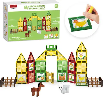 Obrázok produktu pre Magnetická stavebnica Window Art Farm 46ks - Magnetic Tiles