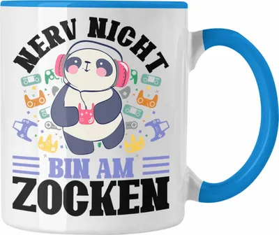 Produktbild von Trendation - Zocker Tasse Geschenk Nerv Nicht Bin Am Zocken Gamer Geschenkidee Lustiger Spruch Gaming (Blau)