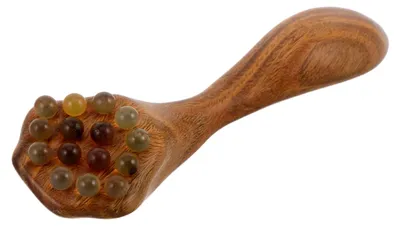 Produktbild von Gesichtsmassagestab aus Holz – Augenmassagegerät mit Akupressurwerkzeug und Gua-Sha-Massageschaber