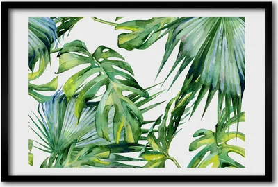 Produktbild von Bild 60x40 MDF-Rahmen, Wandkunst tropische Blätter