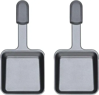 Productafbeelding van Raclette Pannetjes Set voor Pizza - 2 Stuks Roestvrij Staal, 15,8 x 18,4 x 24,2 cm