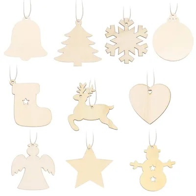 100 Holz-Weihnachtsanhänger, 10 Formen, DIY Bastelset